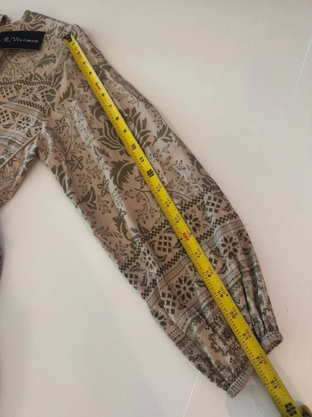 R. Vivimos Cream& Sage Bohemian Floral Flowy Midi Dress, Lightweight Comfy! - Picture 16 of 16